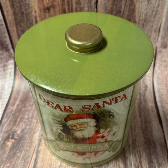 Preowned Green Santa Holiday Tin by Unknown Brand Item #PHK7049 - Picture 2 of 3